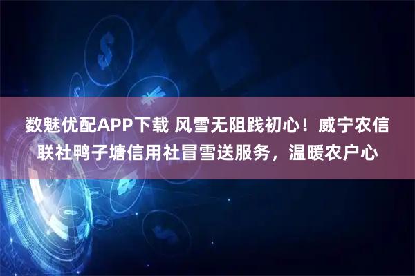 数魅优配APP下载 风雪无阻践初心！威宁农信联社鸭子塘信用社冒雪送服务，温暖农户心